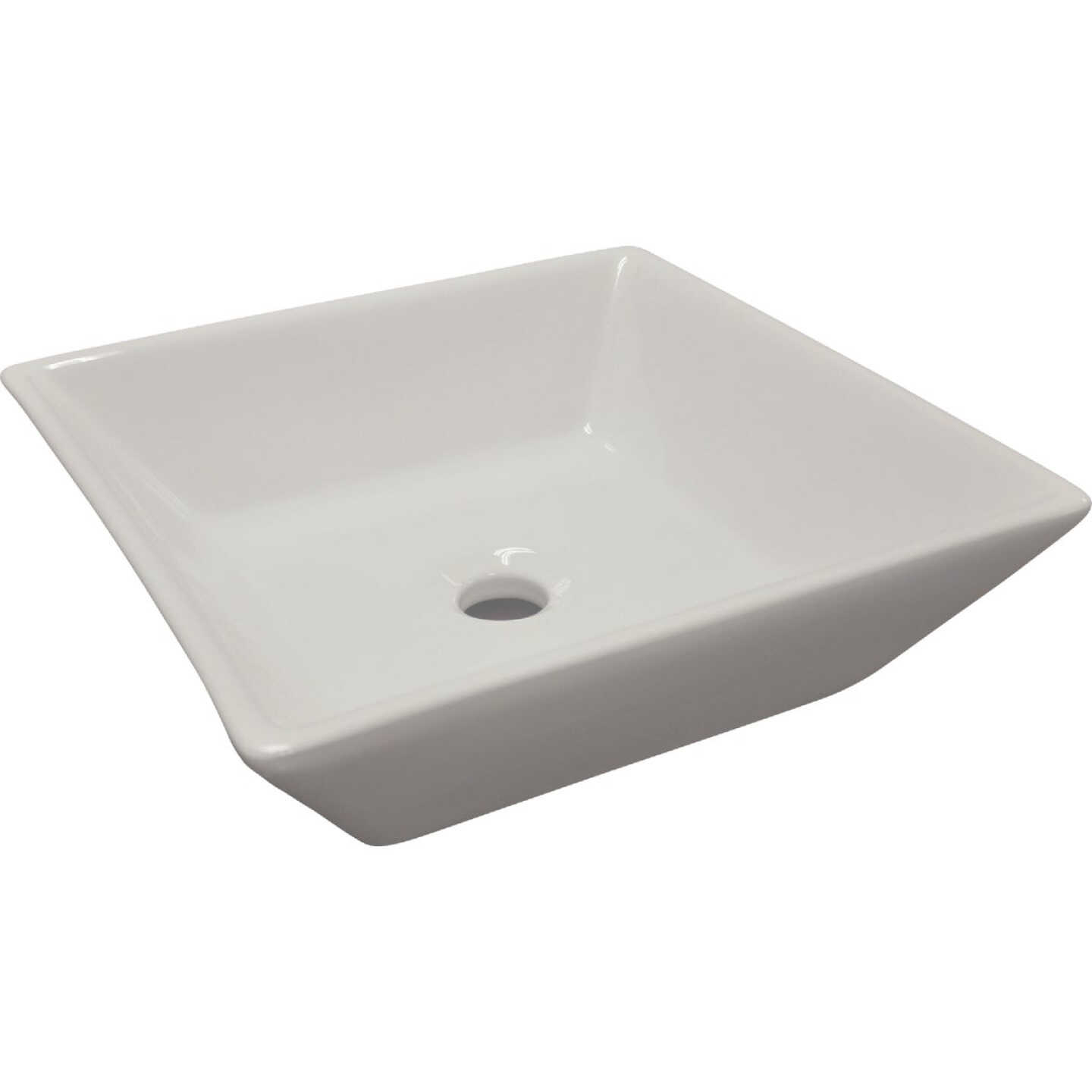 Compass Manufacturing Square Vessel Bathroom Sink, White Image 3