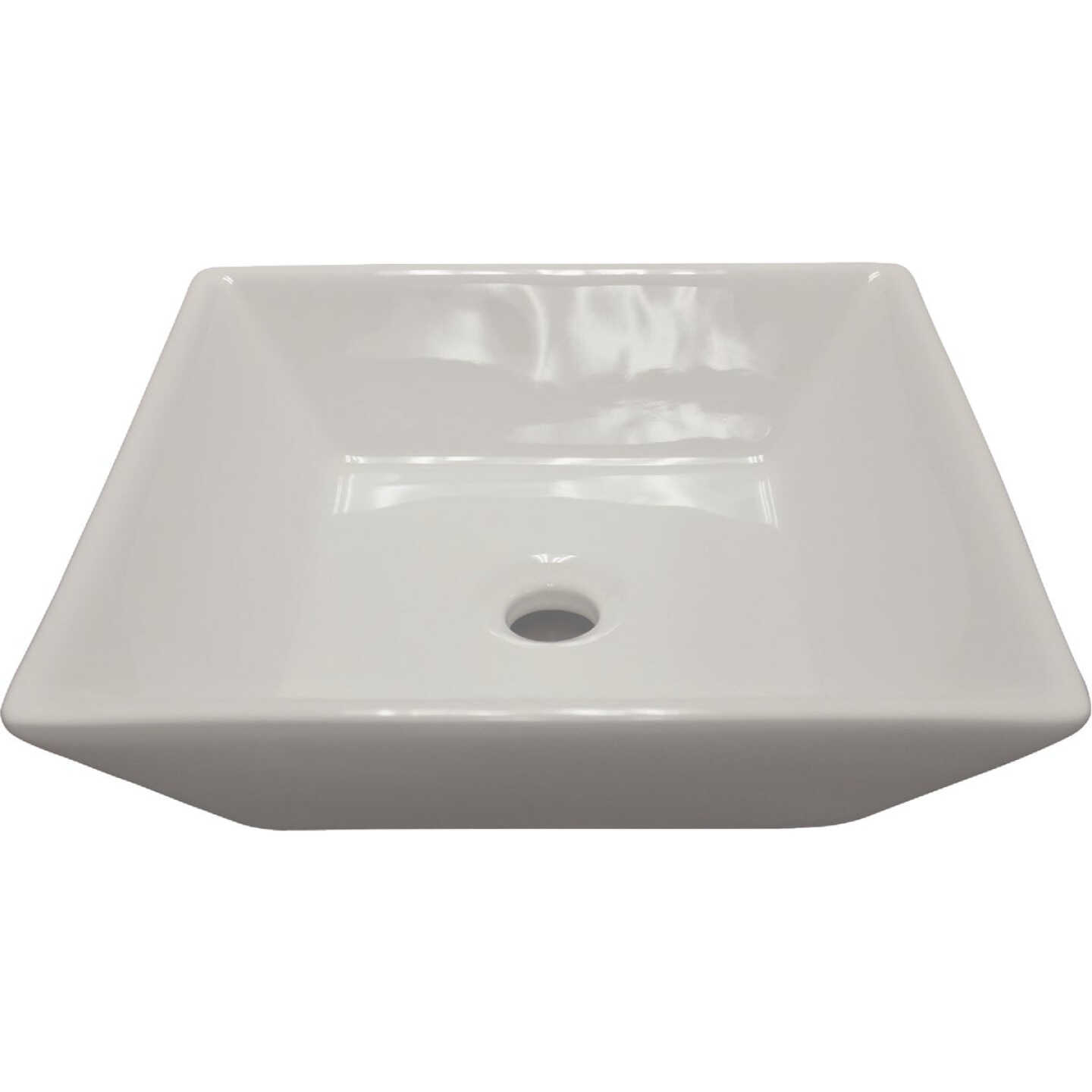 Compass Manufacturing Square Vessel Bathroom Sink, White Image 1