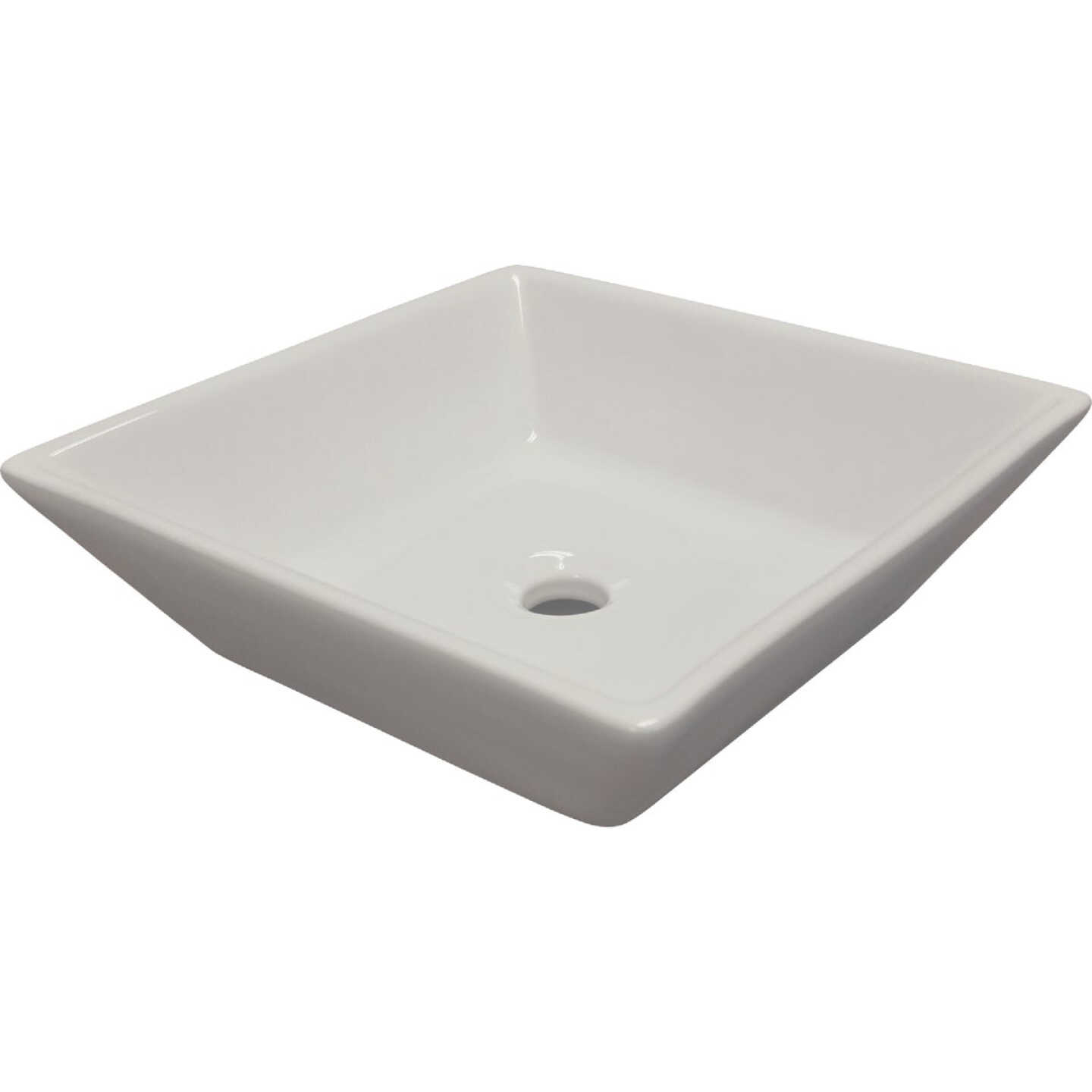 Compass Manufacturing Square Vessel Bathroom Sink, White Image 2