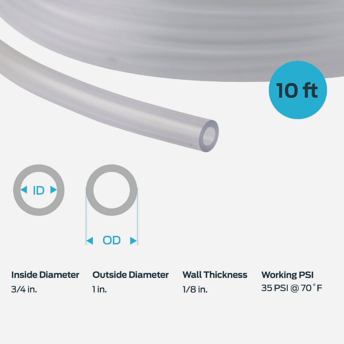 Eastman EZ-Flo 10 Ft. Clear Vinyl Tubing 3/4 In. ID x 1 In. OD Image 5