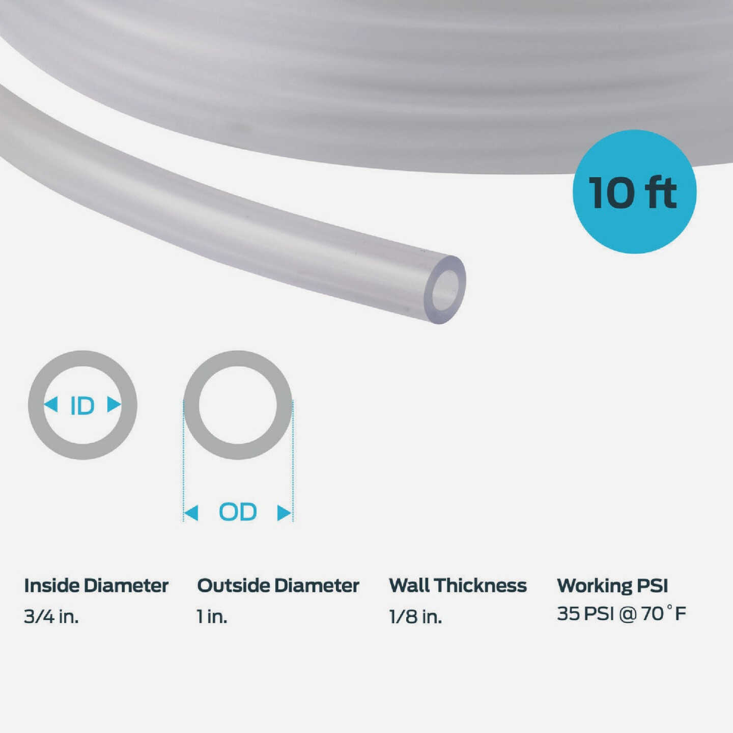 Eastman EZ-Flo 10 Ft. Clear Vinyl Tubing 3/4 In. ID x 1 In. OD Image 5