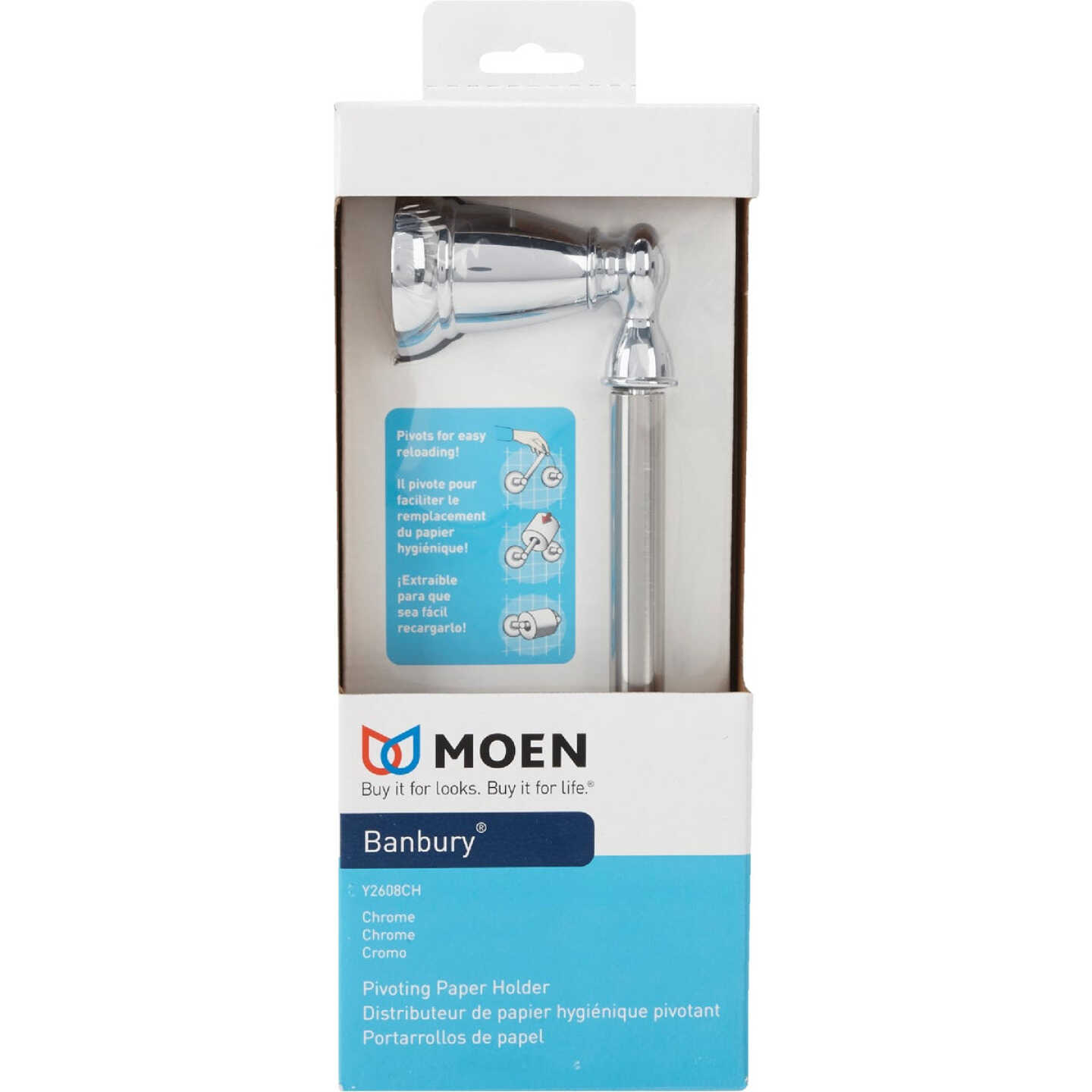 Moen Banbury Pivoting Wall Mount Toilet Paper Holder, Chrome Image 2