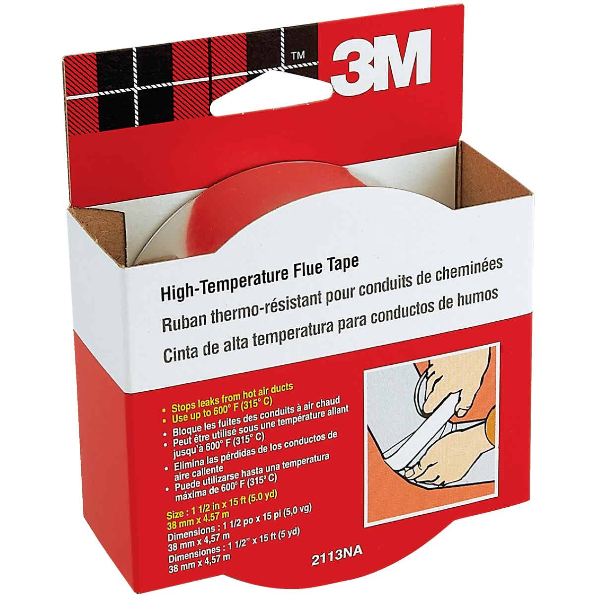 3M 1-1/2 In. x 15 Ft. High-Temperature Flue Tape, Silver