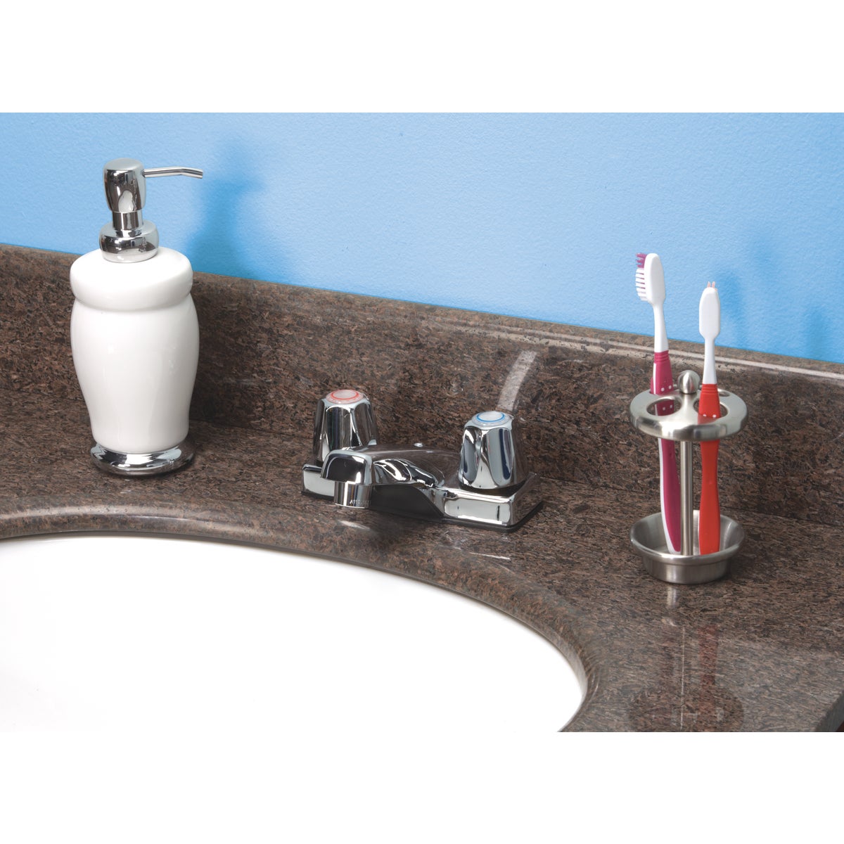 Home Impressions Chrome 2-Handle Lever 4 In. Centerset Bathroom Faucet Image 2