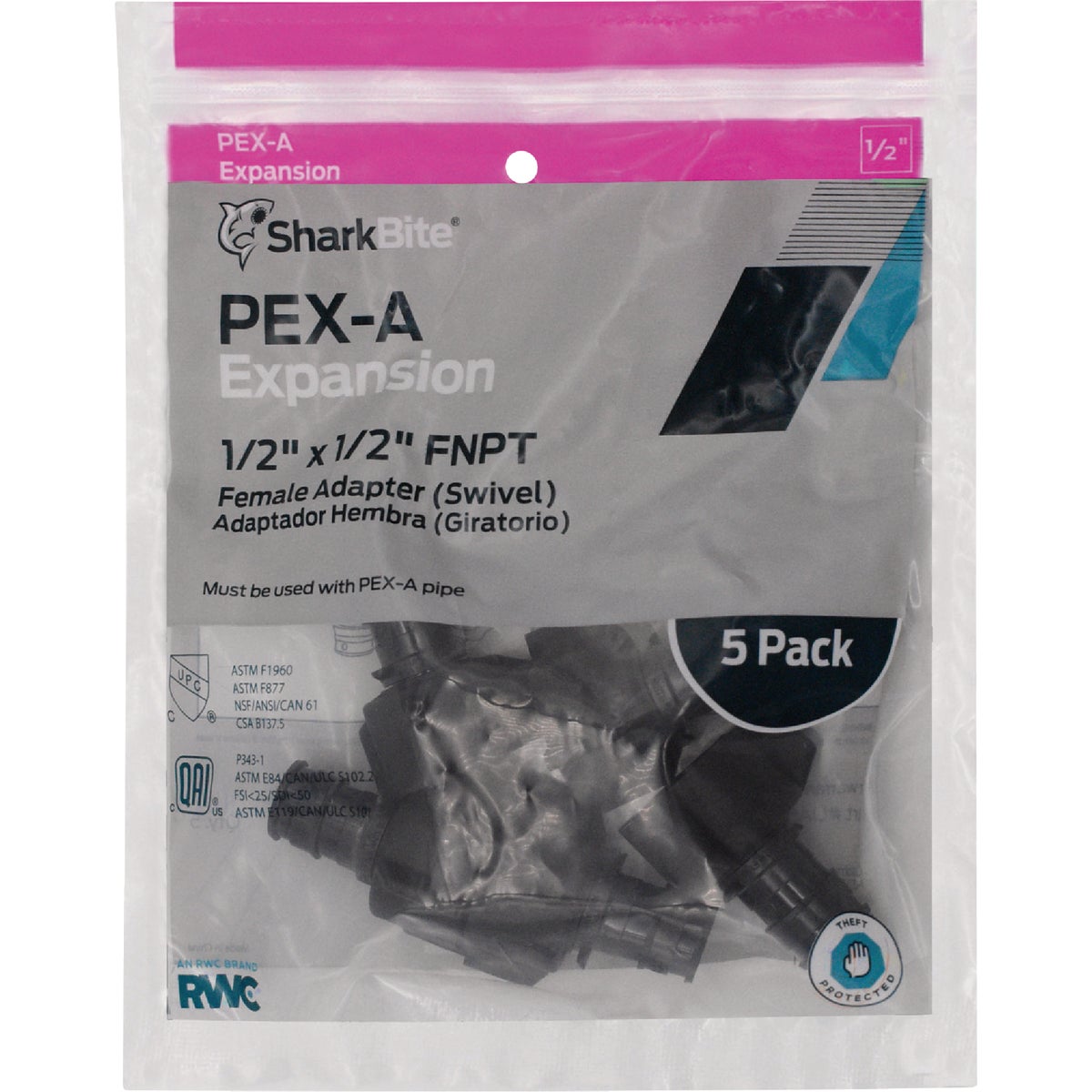 SharkBite 1/2 In. PEX-A x 1/2 In. NPSM Plastic Swivel Female Adapter (5-Pack) Image 2