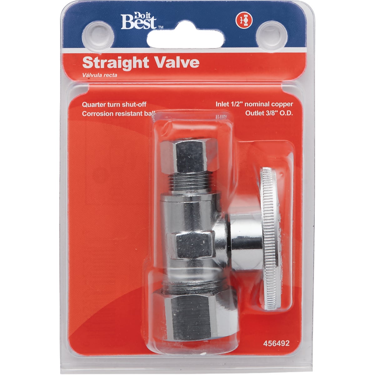 Do it Best 1/2 In. NOM Copper x 3/8 In. OD Quarter Turn Straight Valve Image 2