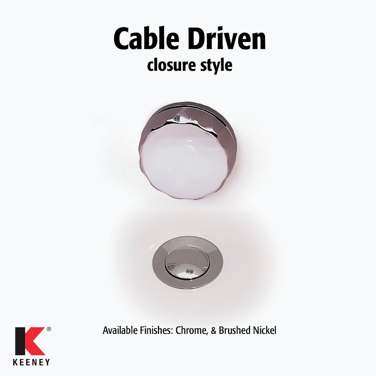 Keeney Schedule 40 PVC Cable Drive Bath Drain with Polished Chrome Trim Image 6
