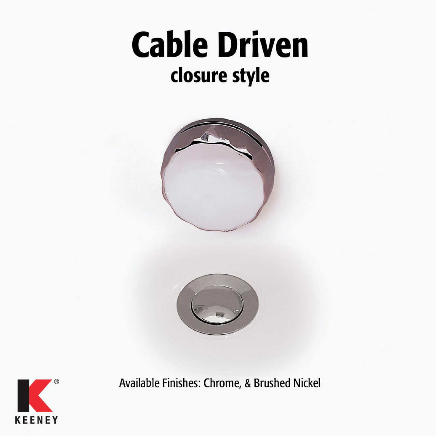 Keeney Schedule 40 PVC Cable Drive Bath Drain with Polished Chrome Trim Image 6