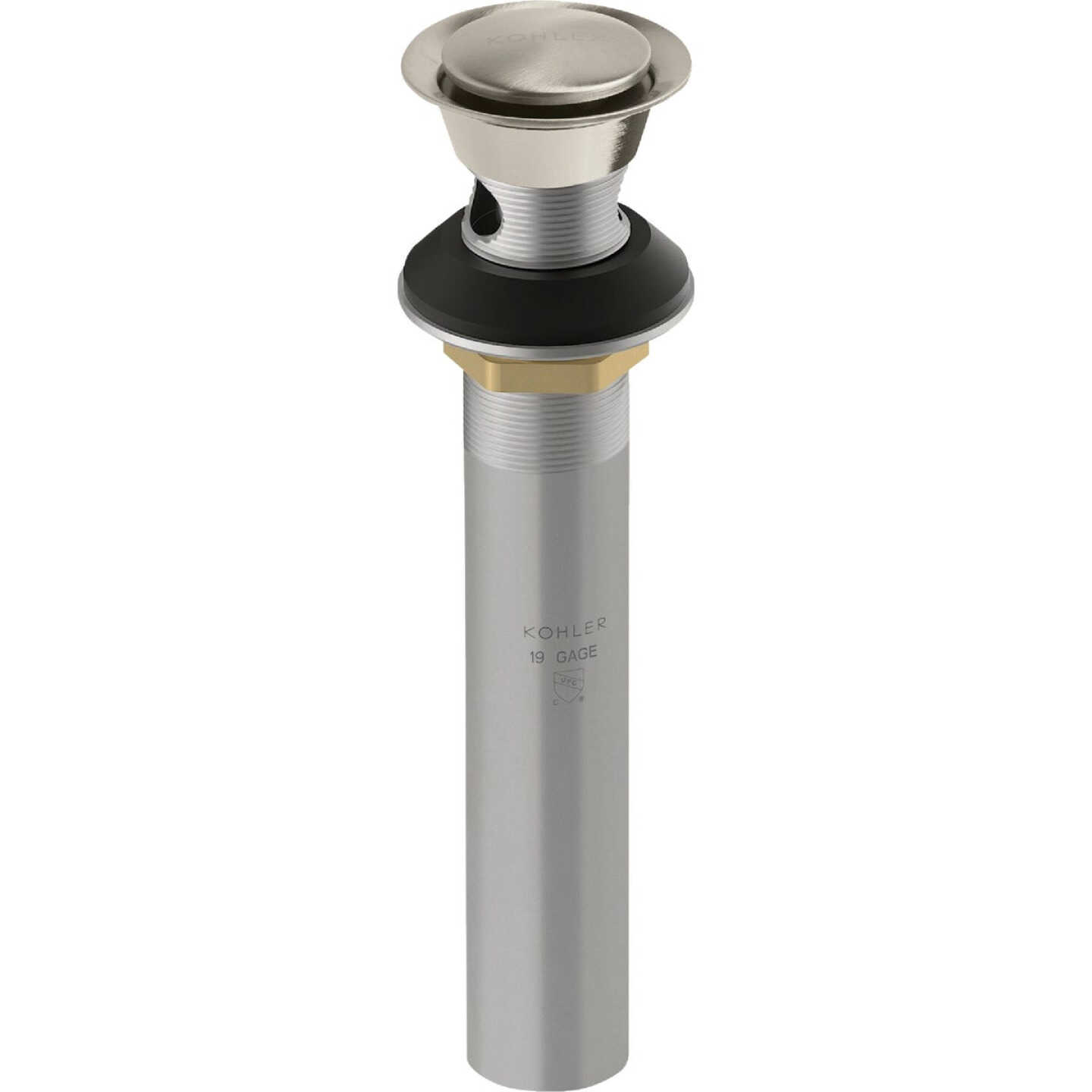 KOHLER Premium Brushed Nickel 1-1/4 In. Clicker Drain with Overflow Image 1