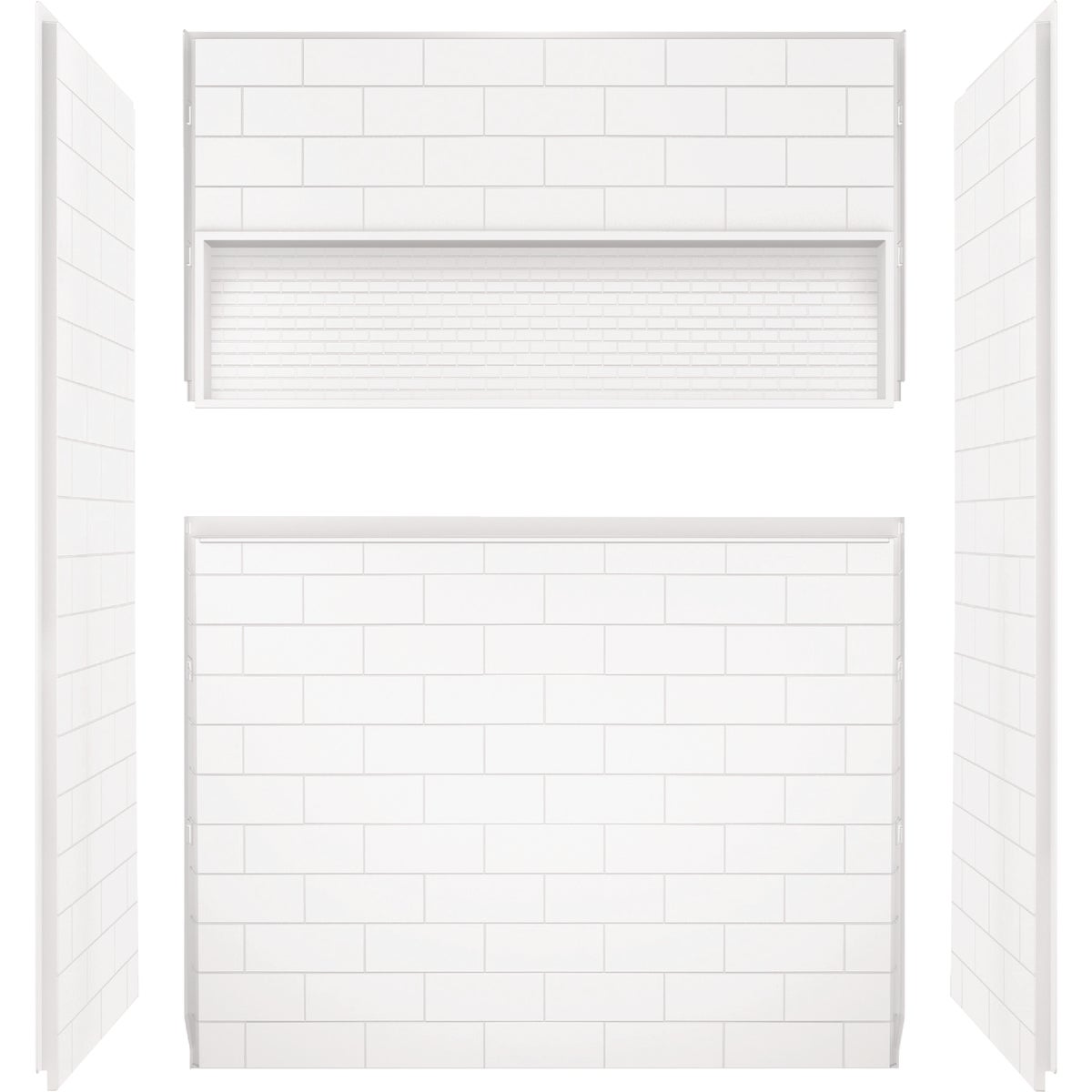 Bootz NexTile 6030 60 In. x 74 In. x 30 In. Direct-to-Stud Shower Wall Kit in White (4-Piece) Image 6