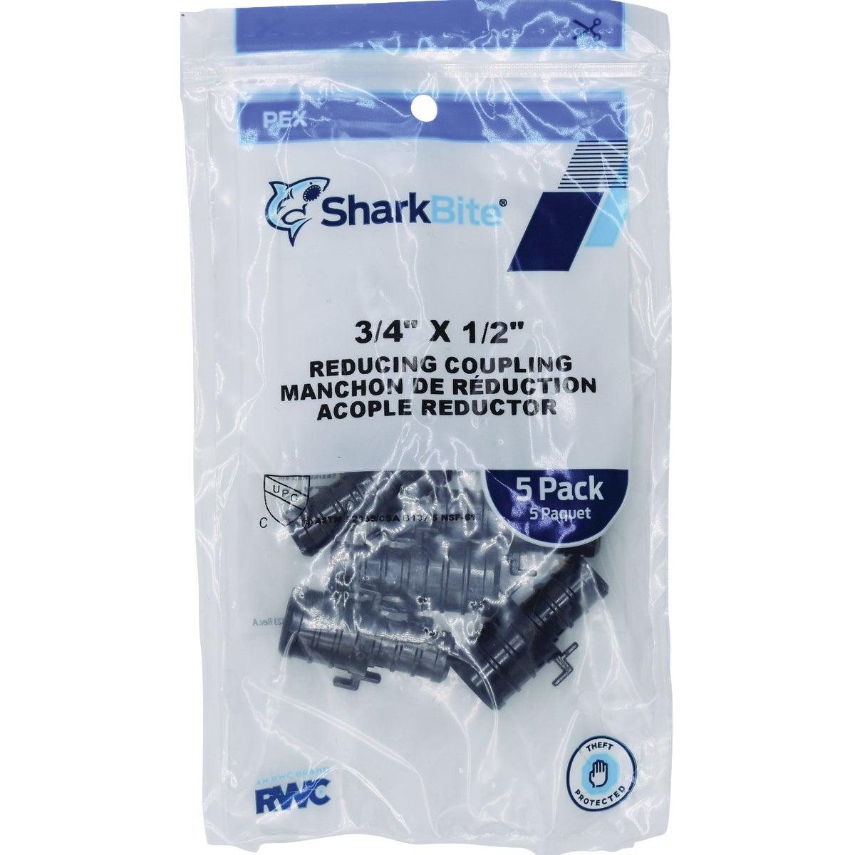 SharkBite 3/4 In. Barb x 1/2 In. Barb Poly-Alloy PEX Coupling (5-Pack) Image 2