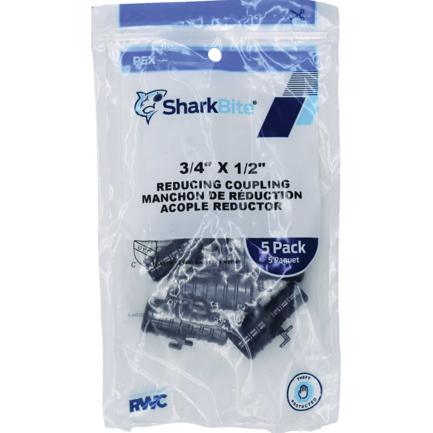 SharkBite 3/4 In. Barb x 1/2 In. Barb Poly-Alloy PEX Coupling (5-Pack) Image 2