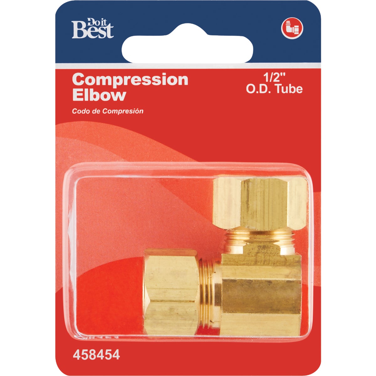 Do it 1/2 In. 90 Deg. 2-Way Low Lead Compression Brass Elbow (1/4 Bend) Image 2