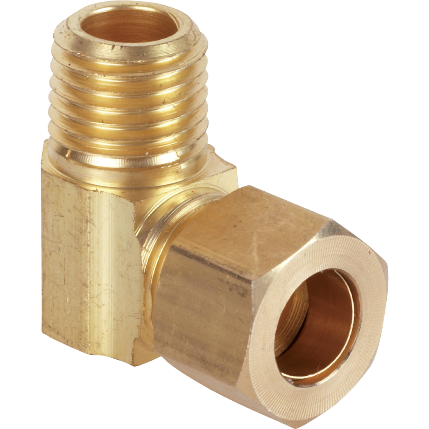 Do it 3/8 In. x 1/4 In. Male 90 Deg. Low Lead Compression Brass Elbow (1/4 Bend) Image 1