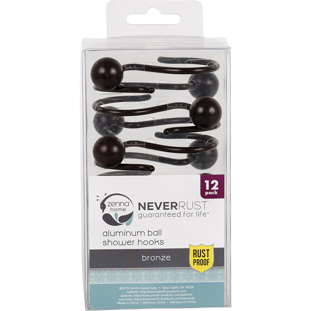 Zenna Home Bronze Aluminum Shower Curtain Ball Hook (12-Count) Image 3