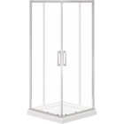 Maax Scarlet 32 In. L x 32 In. D x 78-3/4 In. H Acrylic Center Drain Corner Shower Kit in White with Clear Glass in Chrome Image 1