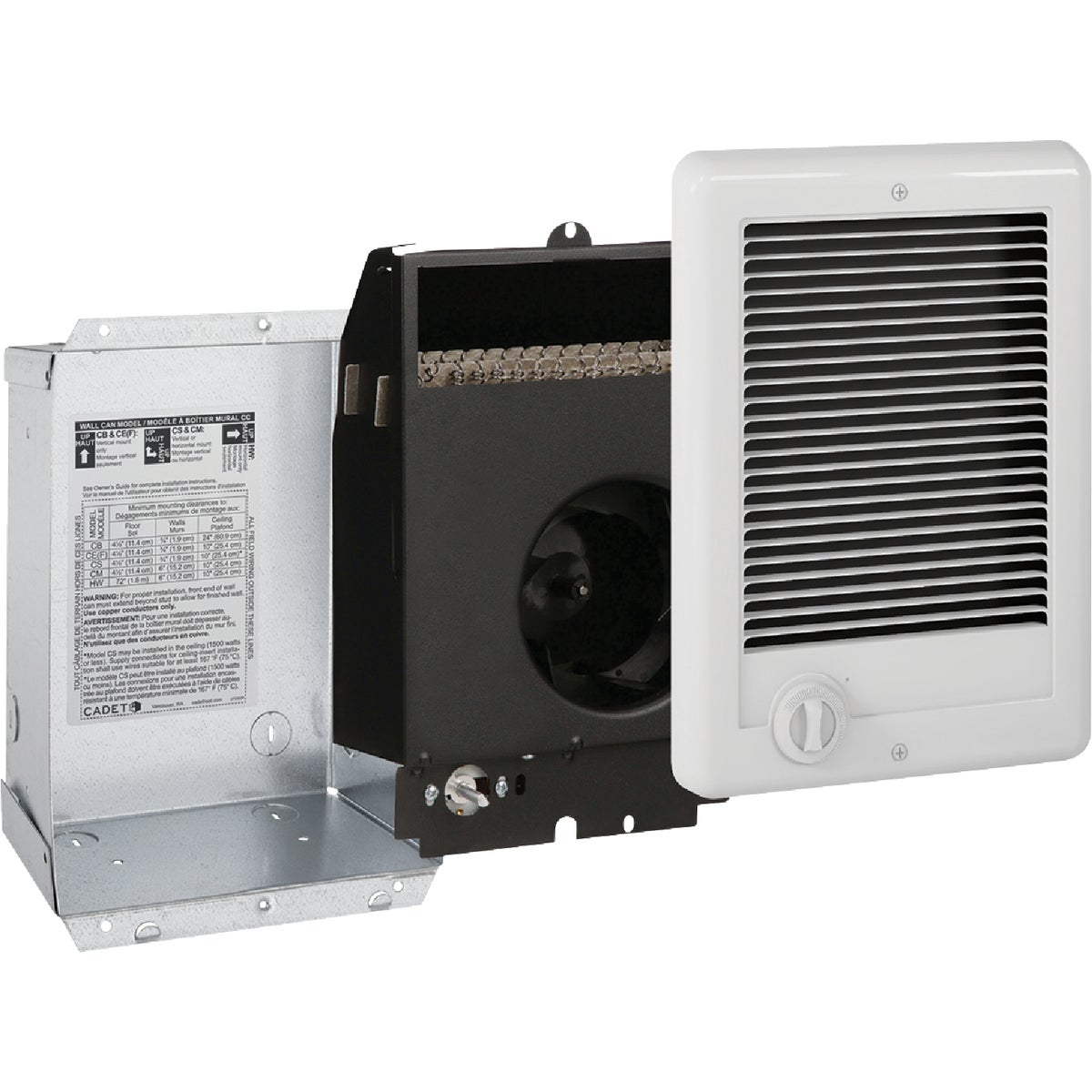 Cadet Com-Pak 1500W 240V Wall Heater with Thermostat, White Image 6