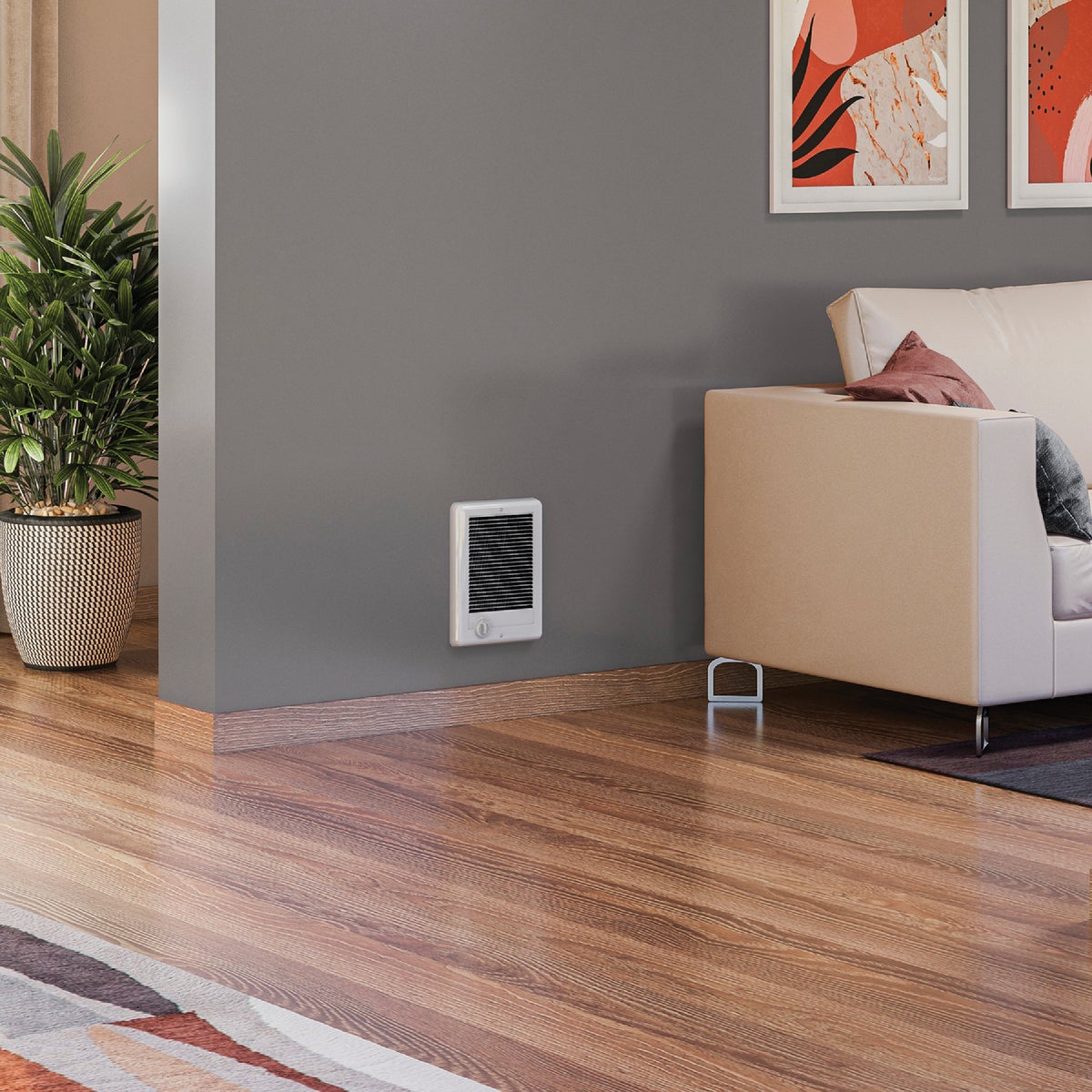 Cadet Com-Pak 2000W 240V Wall Heater with Thermostat, White Image 2