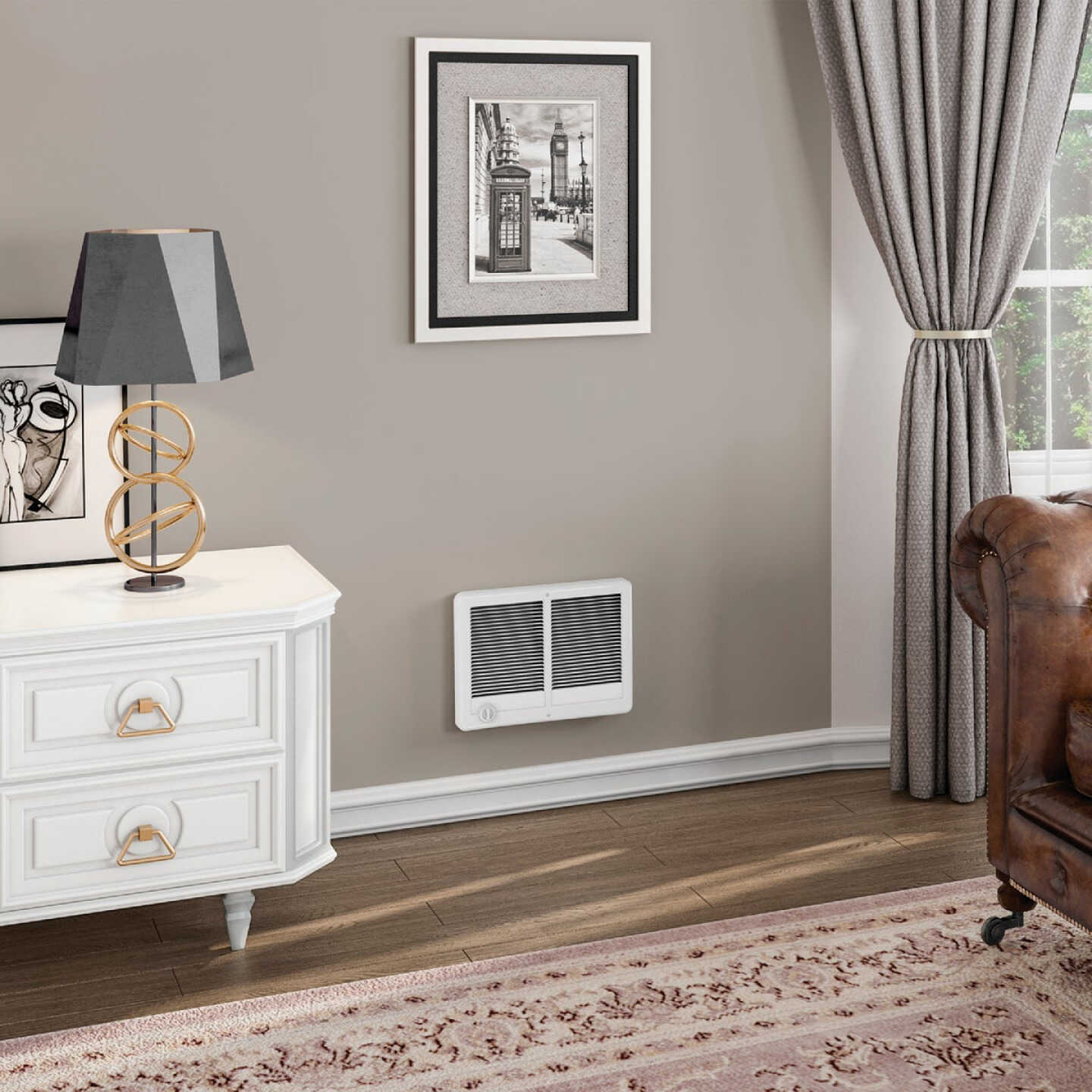 Cadet Com-Pak 3000W 240V Twin Electric Fan-Forced Heater with Thermostat, White Image 2