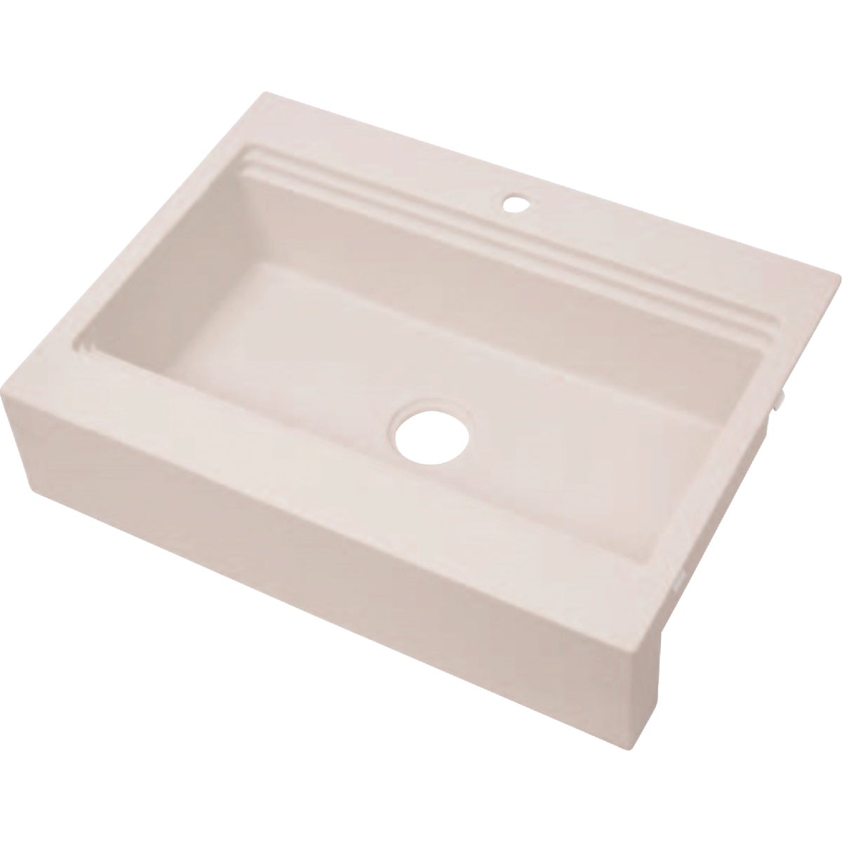 Compass Manufacturing Single Bowl 33 In. x 24 In. x 8 In. White Granite 7-1/2 In. Flat Front Apron Work Station Sink
