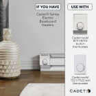 Cadet BTF Built-In Single Pole Thermostat for Electric Baseboard Heaters, White Image 2