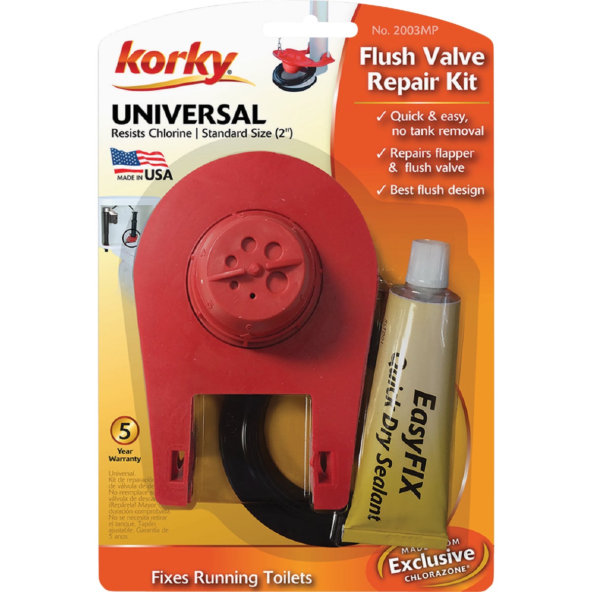 Korky 2 In. EasyFix Universal Flush Valve Repair Kit with Adjustable Flapper Image 6