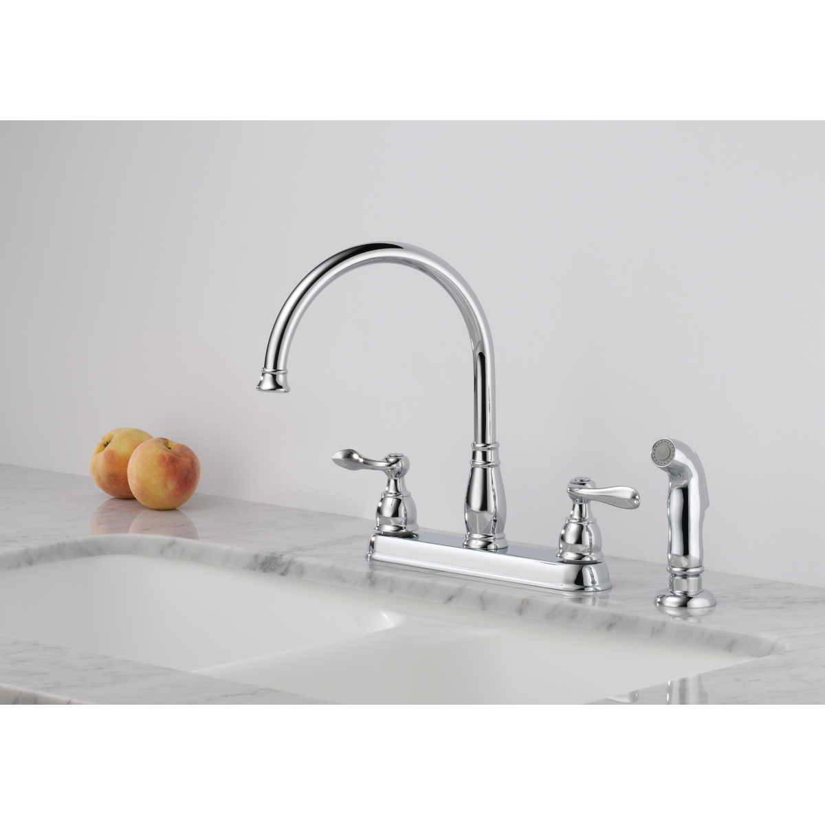 Delta Windemere 2-Handle Lever Kitchen Faucet with Side Spray, Chrome Image 2