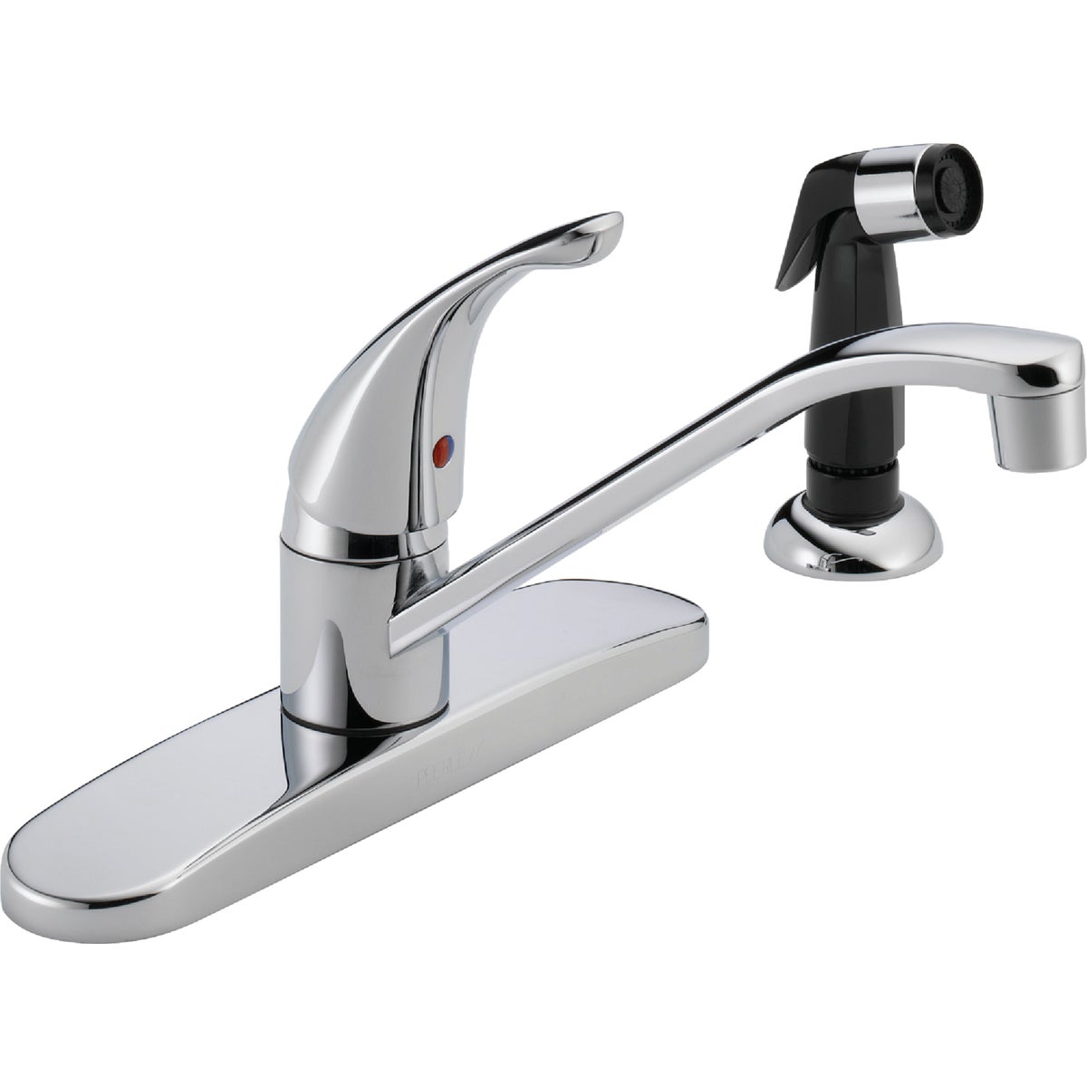Peerless 1-Handle Lever Kitchen Faucet with Black Side Spray, Chrome