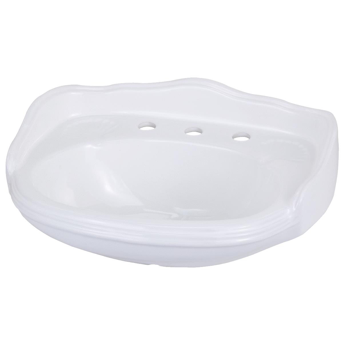 Orion Royalty II White Vitreous China Pedestal Sink Bowl with 8 In. Faucet Centers
