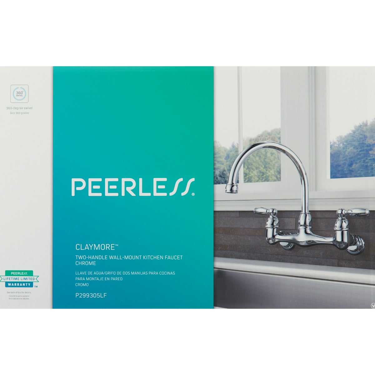 Peerless Claymore 2 Handle Wall Mount Kitchen Faucet Image 3