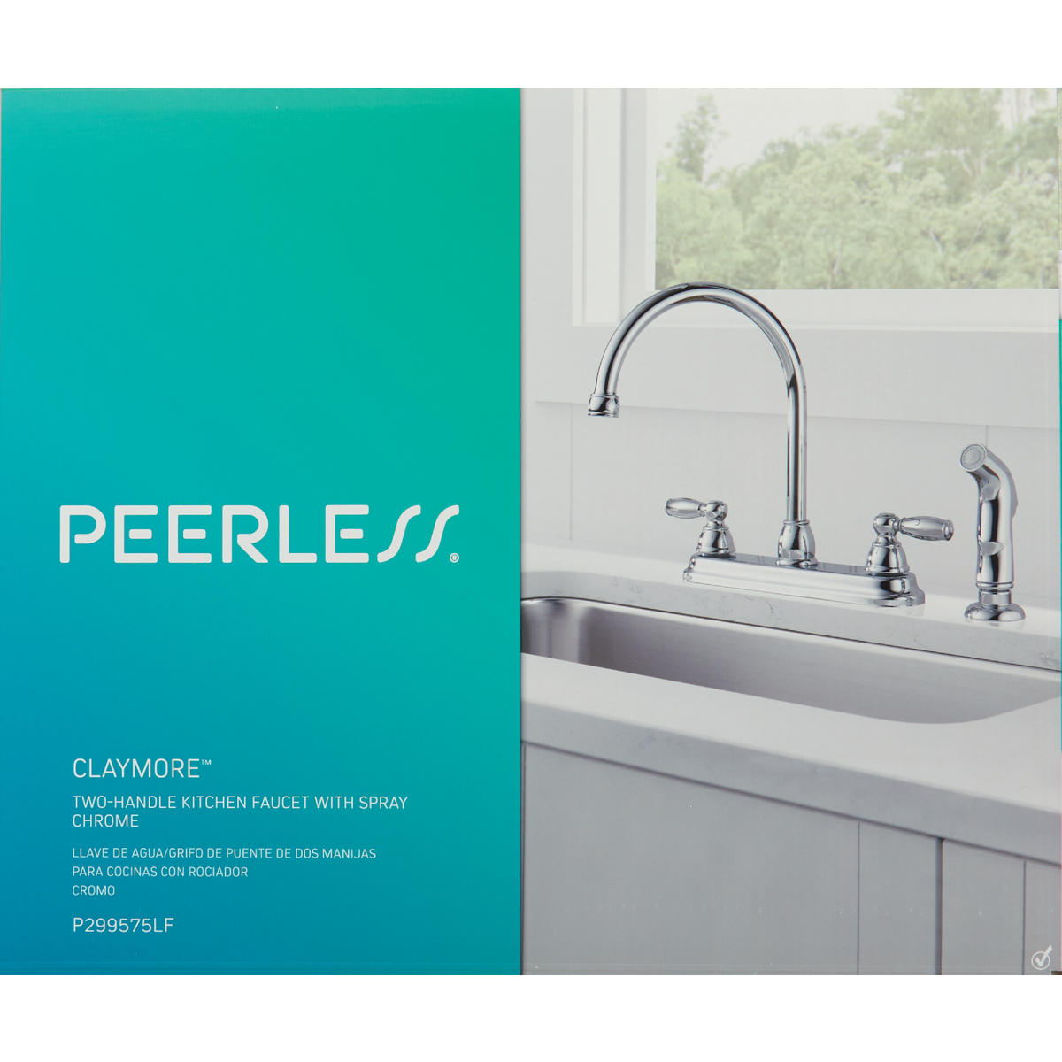 Peerless 2-Handle Lever Kitchen Faucet with Side Spray, Chrome Image 3
