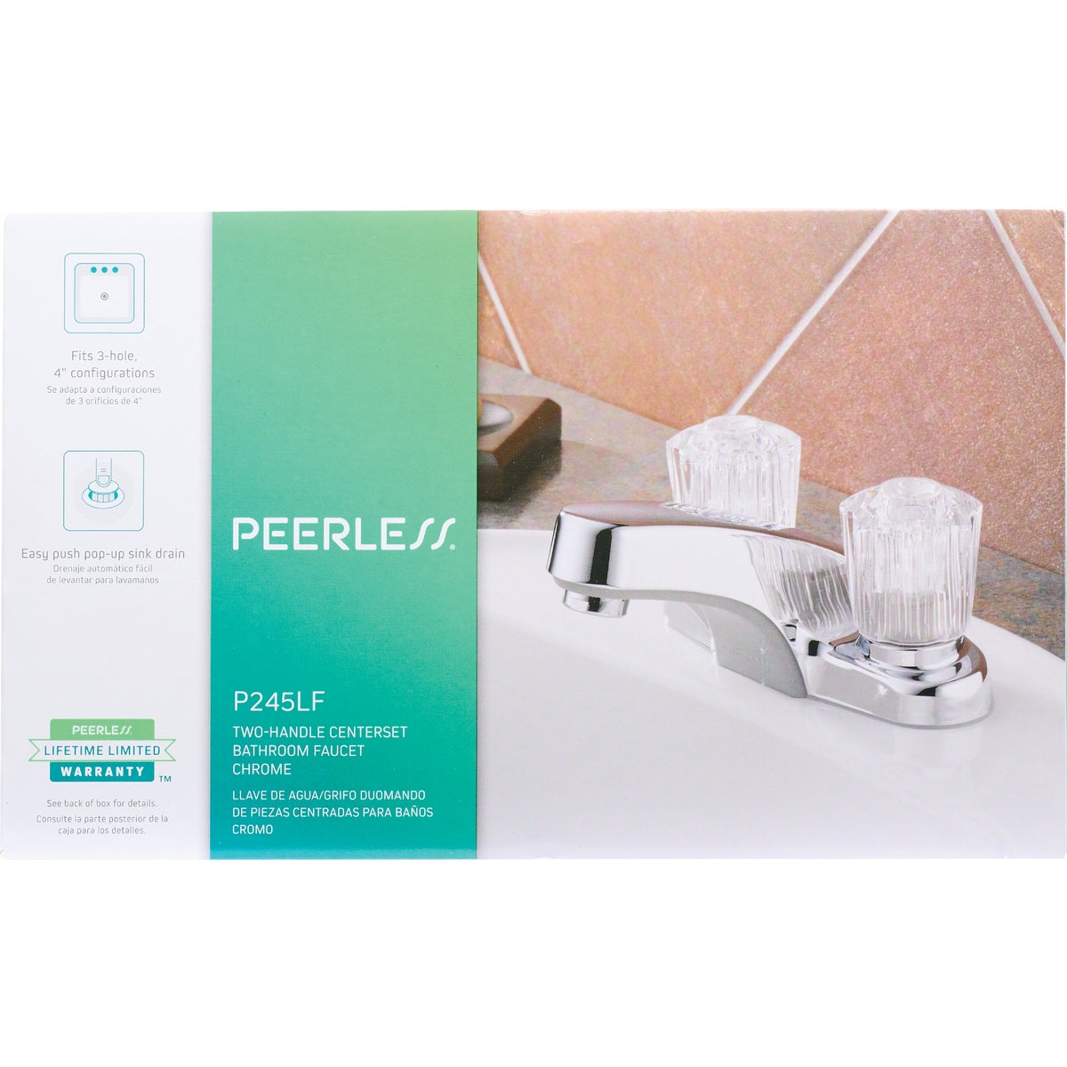 Peerless Core Chrome 2-Handle Knob 4 In. Centerset Bathroom Faucet with Pop-Up Image 2