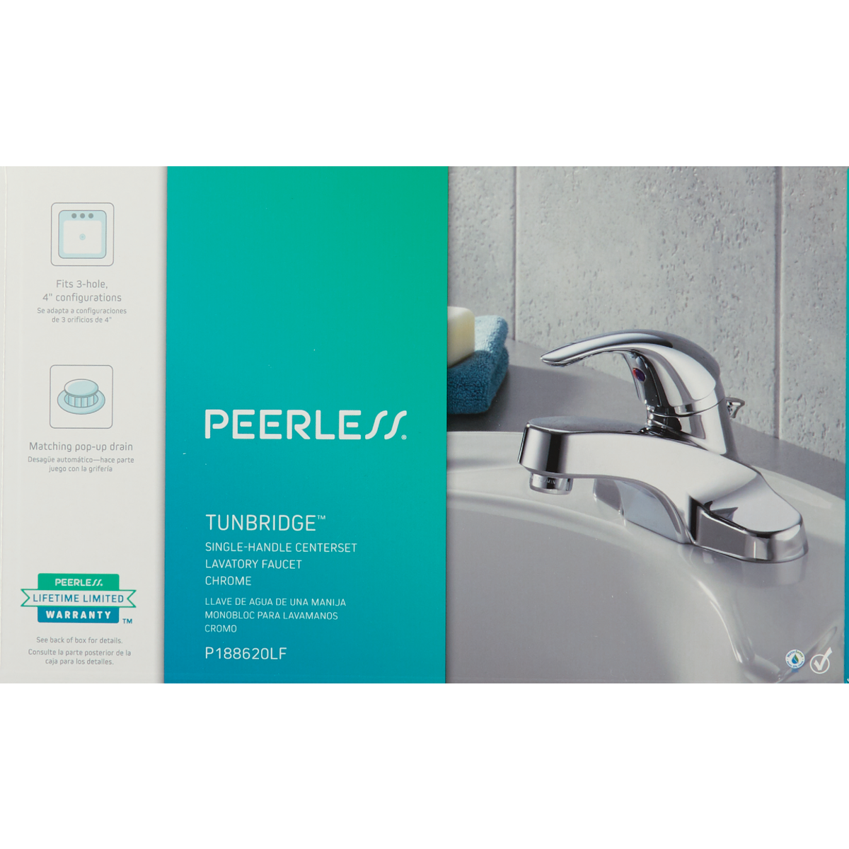 Peerless Choice Chrome 1-Handle Lever 4 In. Centerset Bathroom Faucet with Pop-Up Image 2