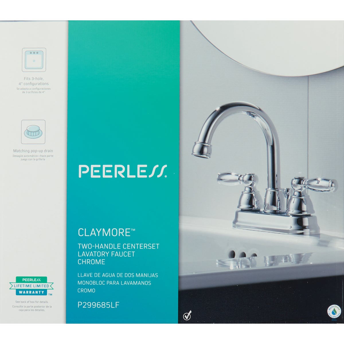 Peerless Claymore Chrome 2-Handle Lever 4 In. Centerset Bathroom Faucet with Pop-Up Image 2