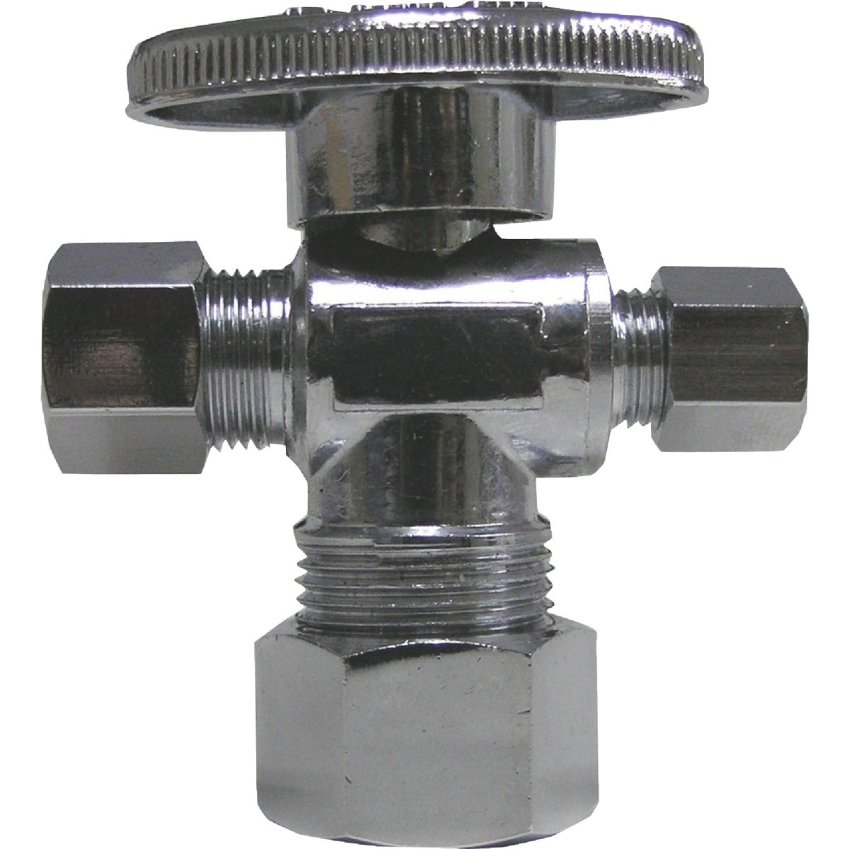 ProLine 5/8 In. OD x 3/8 In. OD x 3/8 In. OD Chrome Plated Brass Dual Outlet Stop