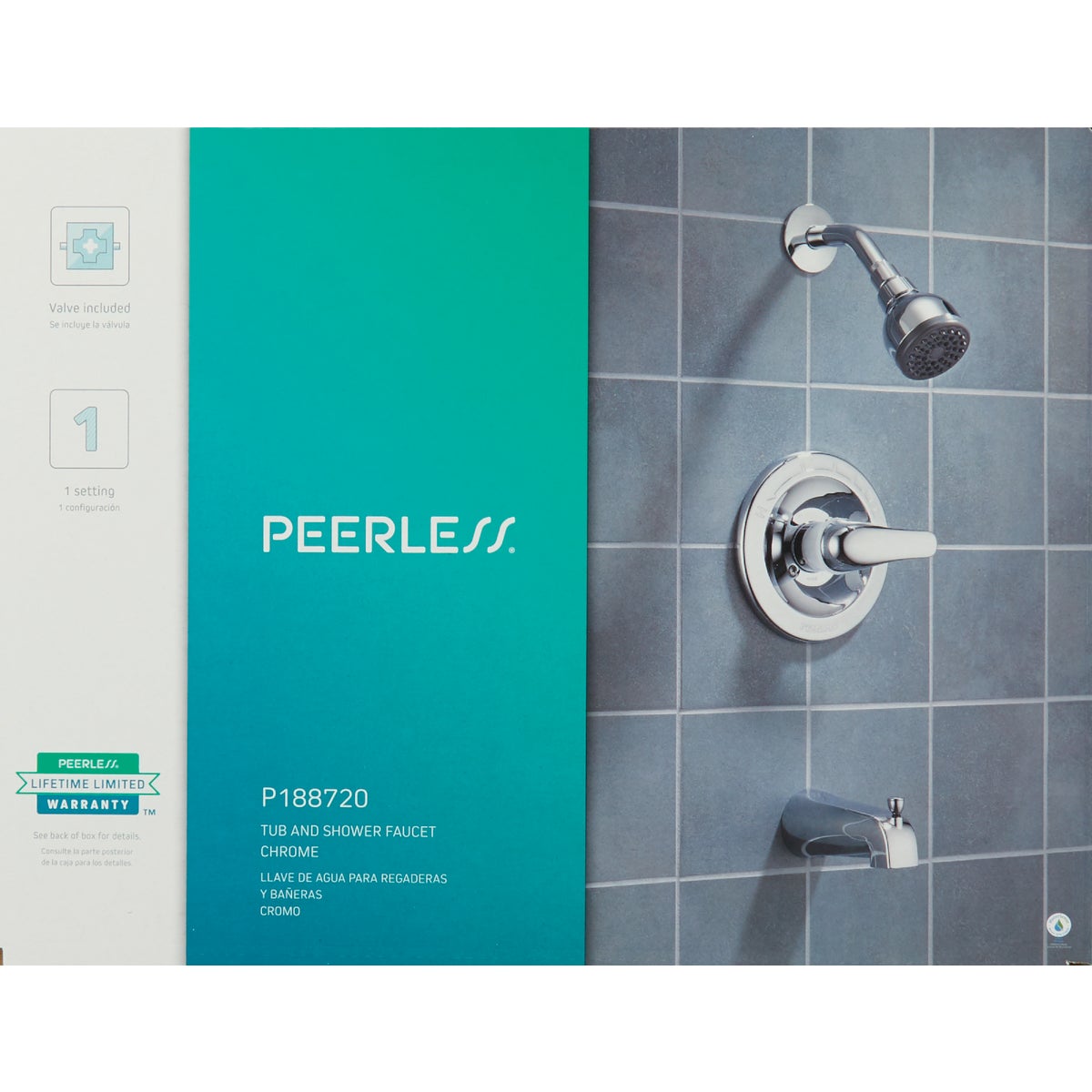 Peerless Chrome 1-Handle Lever Tub and Shower Faucet Image 2