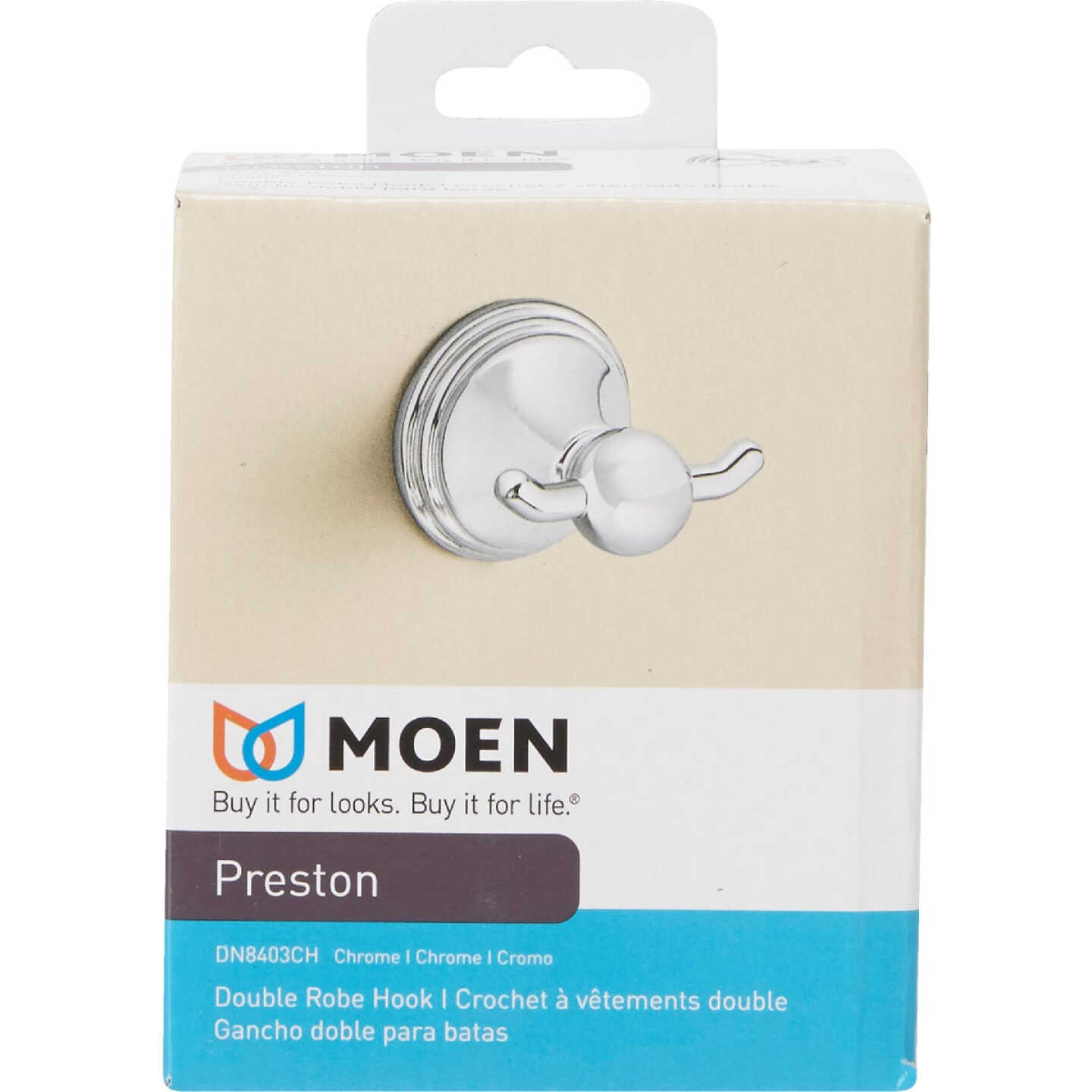 Moen Preston Double Robe Hook, Chrome Image 2