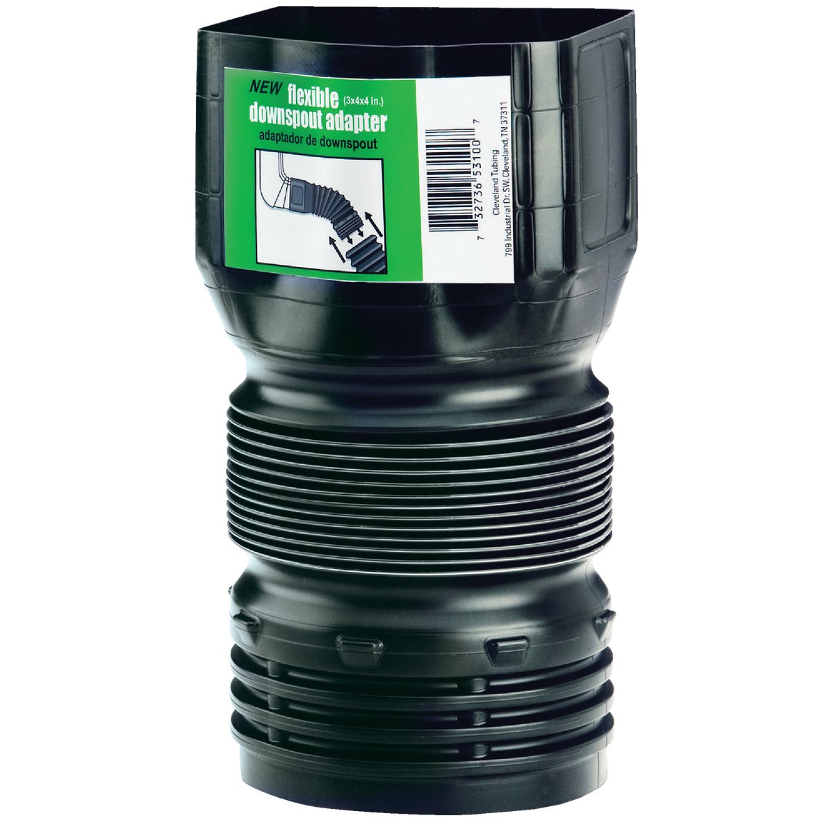 Amerimax Flexible 3 In. X 4 In. X 4 In. Downspout Adapter Image 1