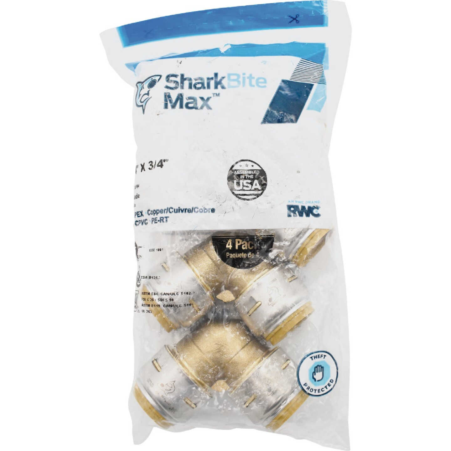 SharkBite 3/4 In. x 3/4 In. 90 Deg. Push-to-Connect Brass Elbow (1/4 Bend) (4-Pack) Image 5