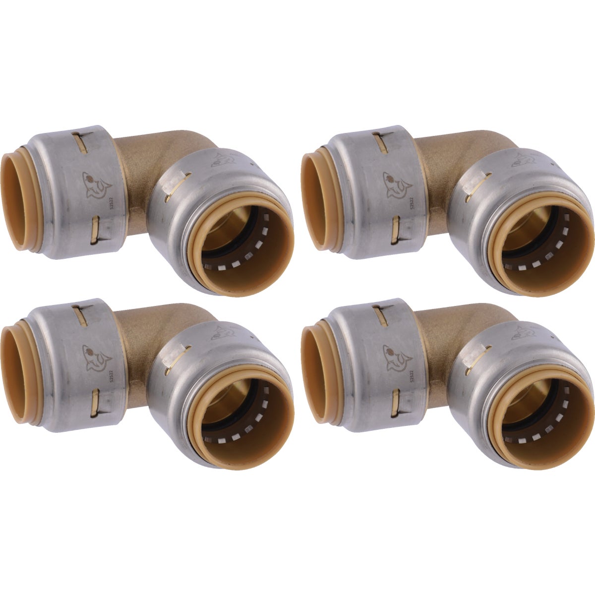 SharkBite 3/4 In. x 3/4 In. 90 Deg. Push-to-Connect Brass Elbow (1/4 Bend)  (4-Pack)