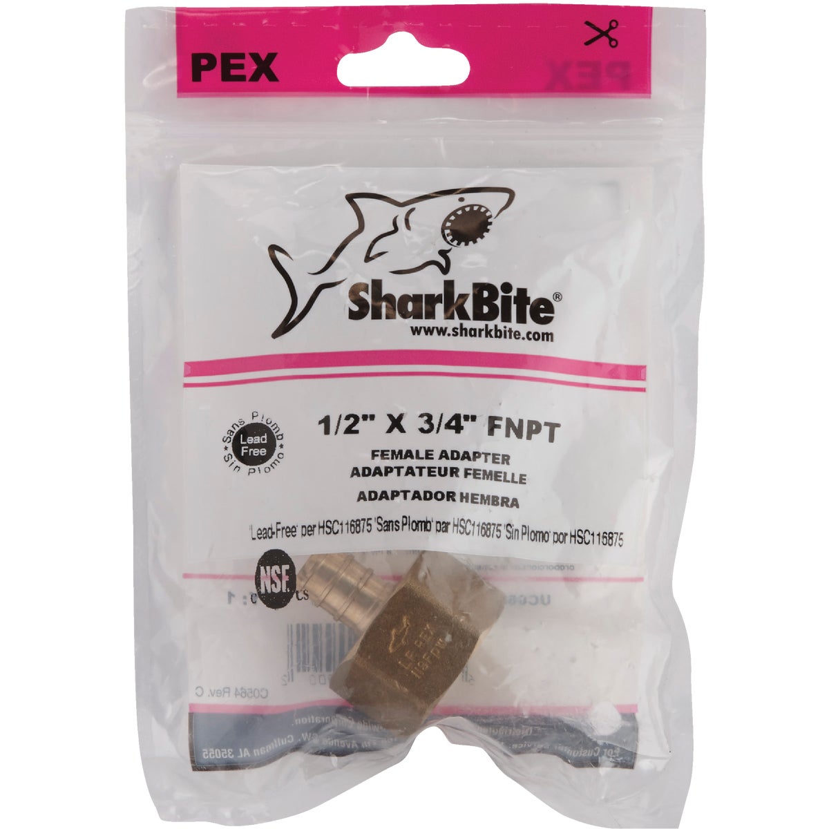 SharkBite 1/2 In. Barb x 3/4 In. FIP Brass PEX Adapter Image 2