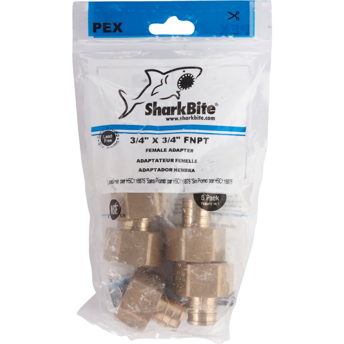 SharkBite 3/4 In. Barb x 3/4 In. FIP Brass PEX Adapter Image 2