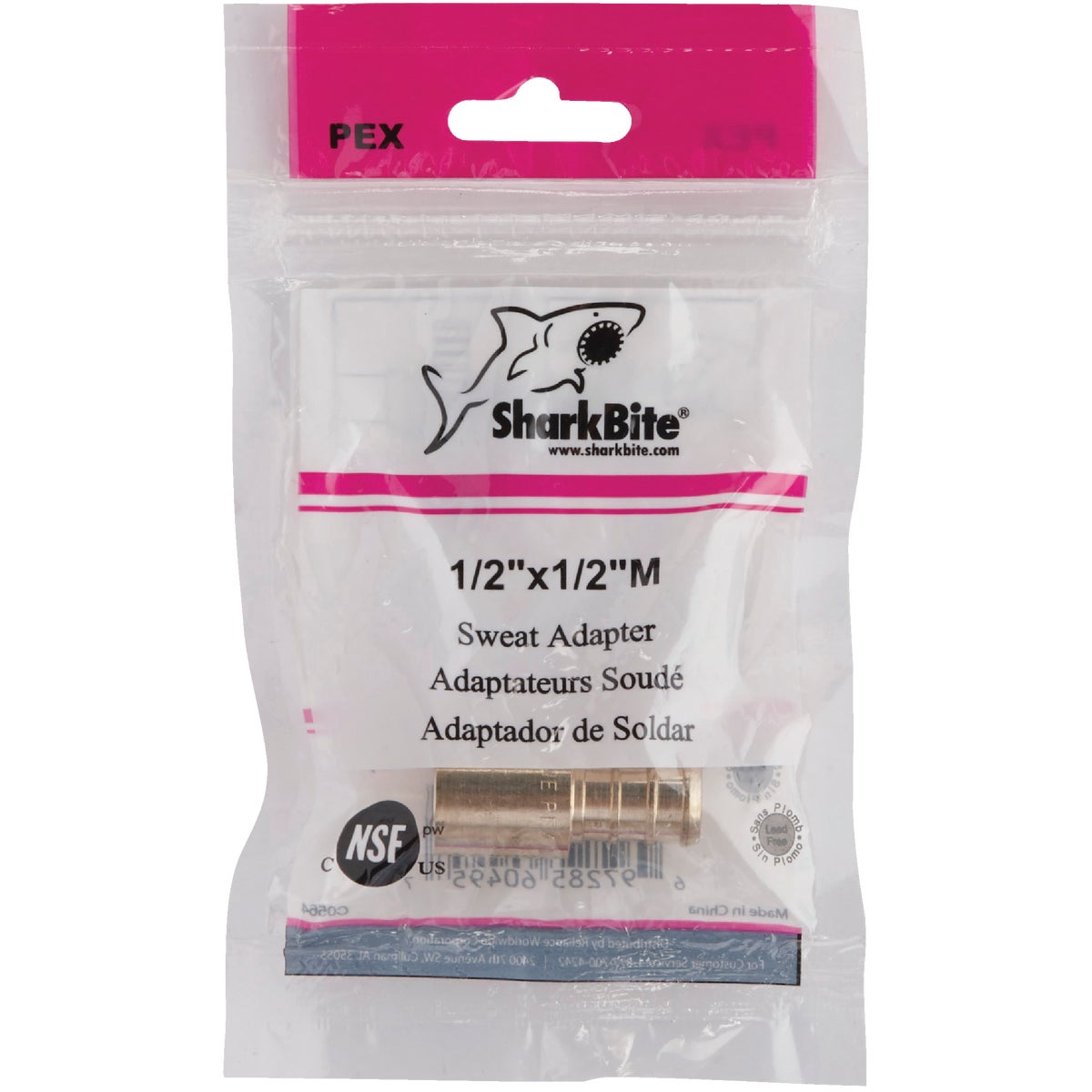 SharkBite 1/2 In. Male Sweat x 1/2 In. CF Brass PEX Adapter Image 2