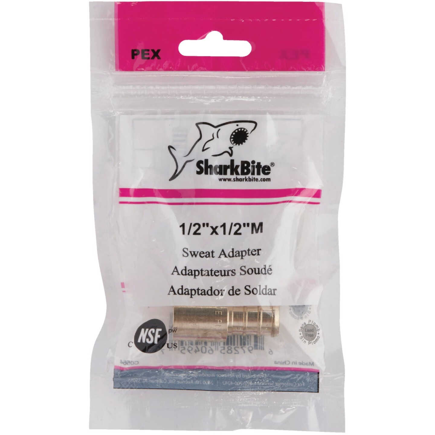 SharkBite 1/2 In. Male Sweat x 1/2 In. CF Brass PEX Adapter Image 2