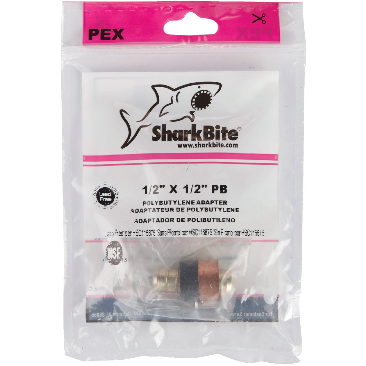 SharkBite Crimp Transition Low Lead 1/2 In. Polybutylene, Brass PEX Coupling Image 2