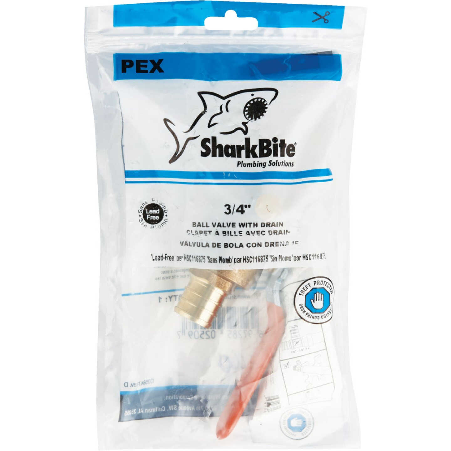 SharkBite 3/4 In. Brass Barb Ball Valve with Drain Image 2