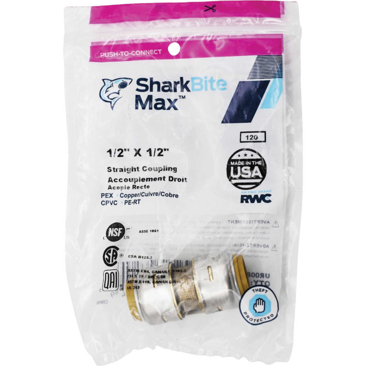 SharkBite 1/2 In. Push-to-Connect Straight Brass Coupling Image 6