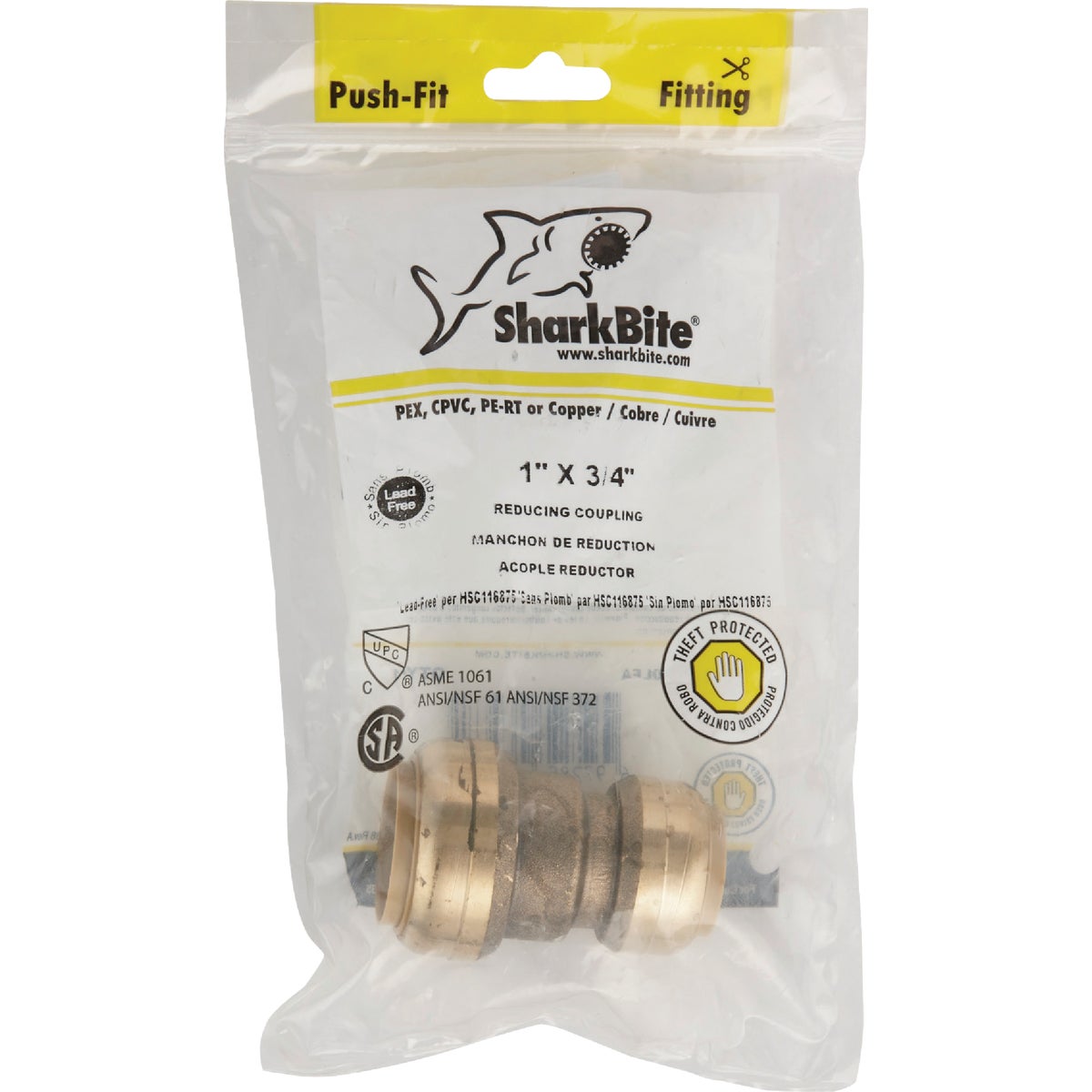 SharkBite 1 In. x 3/4 In. Push-to-Connect Brass Coupling Image 2