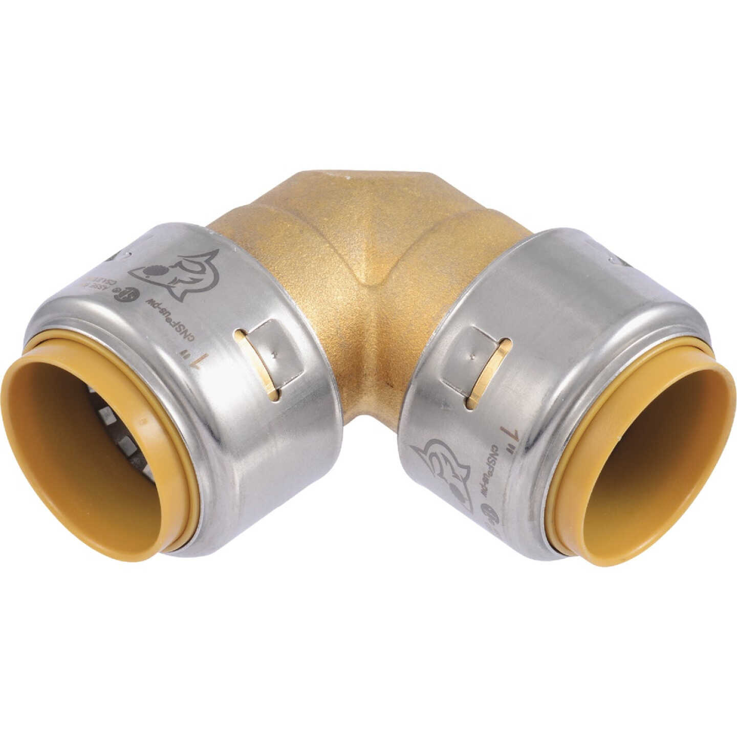 SharkBite 1 In. x 1 In. 90 Deg. Push-to-Connect Brass Elbow (1/4 Bend) Image 1