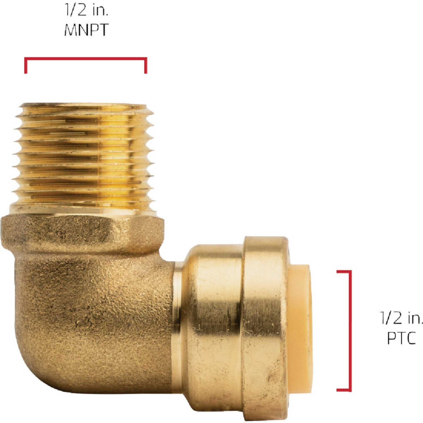 QuickFitting 1/2 In. Push-to-Connect x 1/2 In. MNPT Brass 90 Deg Male Elbow Image 4